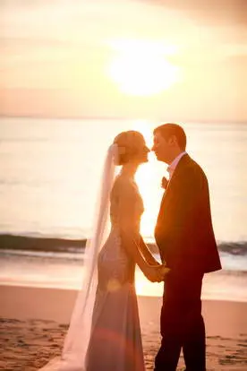 post wedding photo session with a stunning sunset in Koh Tao